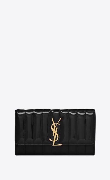 Vicky large flap wallet in matelassé patent leather
